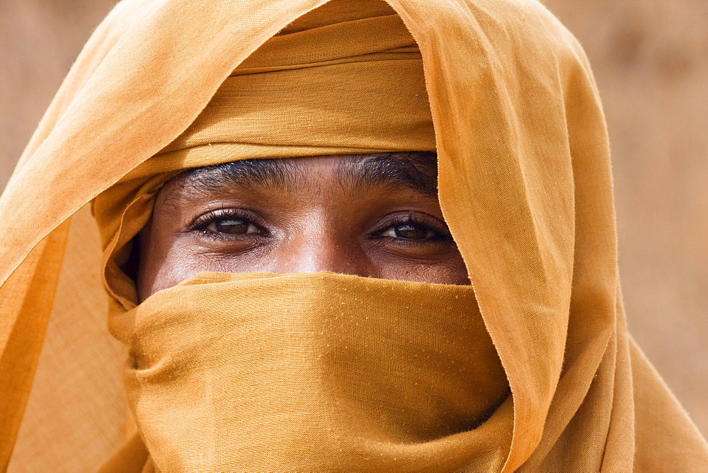 Tuareg in the ruins of Old Germa, Libya, Sahara, North Africa