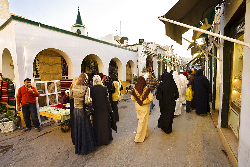 Traders and shops in the Medina, old town of Tripoli, Libya, North Africa