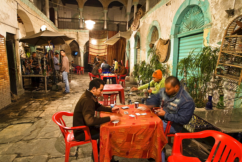 Cardplayers in the Medina, Old Town, Tripoli, Libya, Africa