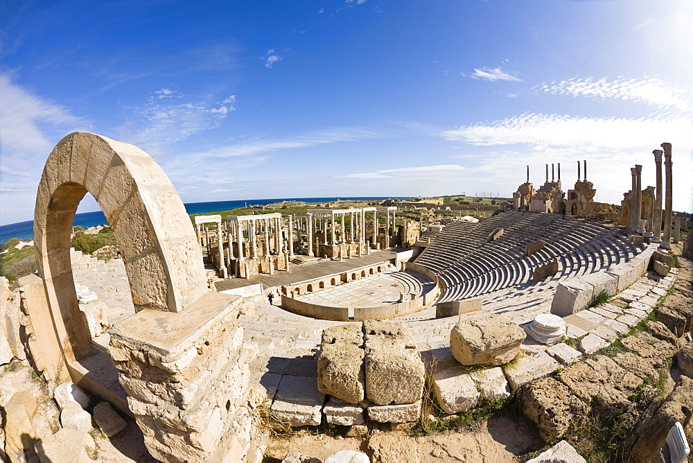 Ruins of the Theatre of Leptis Magna Archaeological Site, Libya, Africa