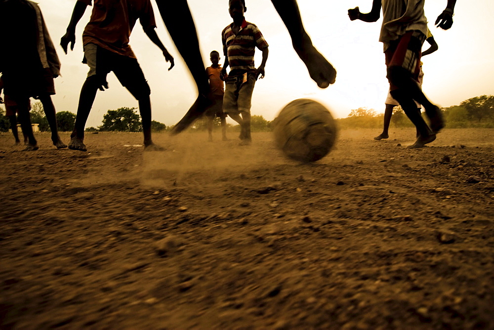 Soccer match bare-footed, near Kara, Togo