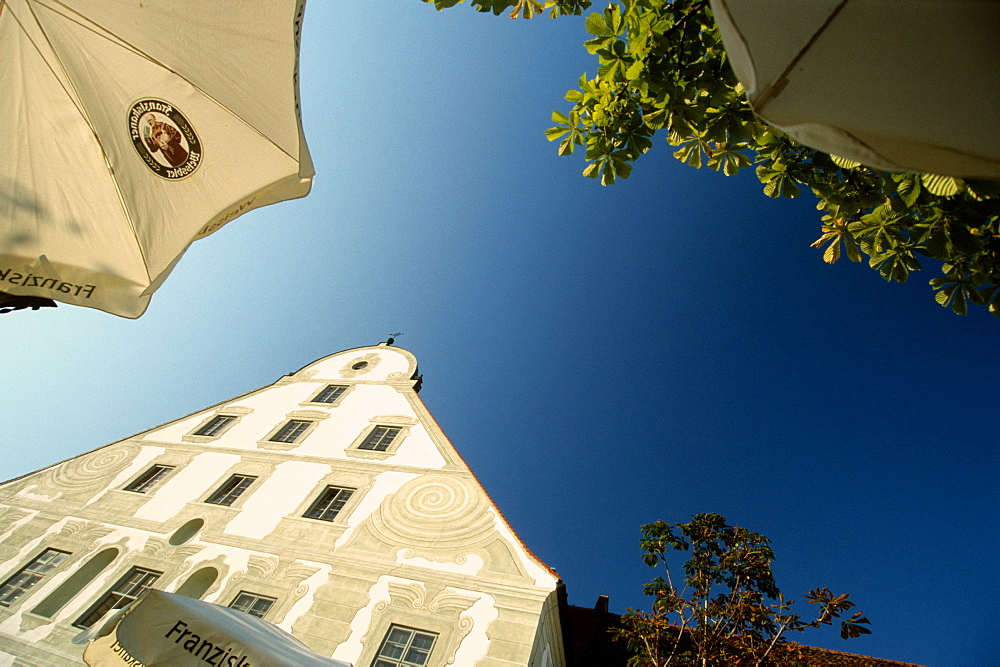 Low angle view of Benediktbeuren Abbey, Benediktbeuern, Upper Bavaria, Bavaria, Germany