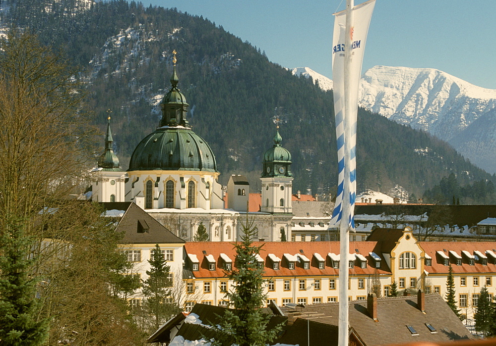 Ettal Abbey, Benedictine monastery in the village of Ettal, Upper Bavaria, Bavaria, Germany