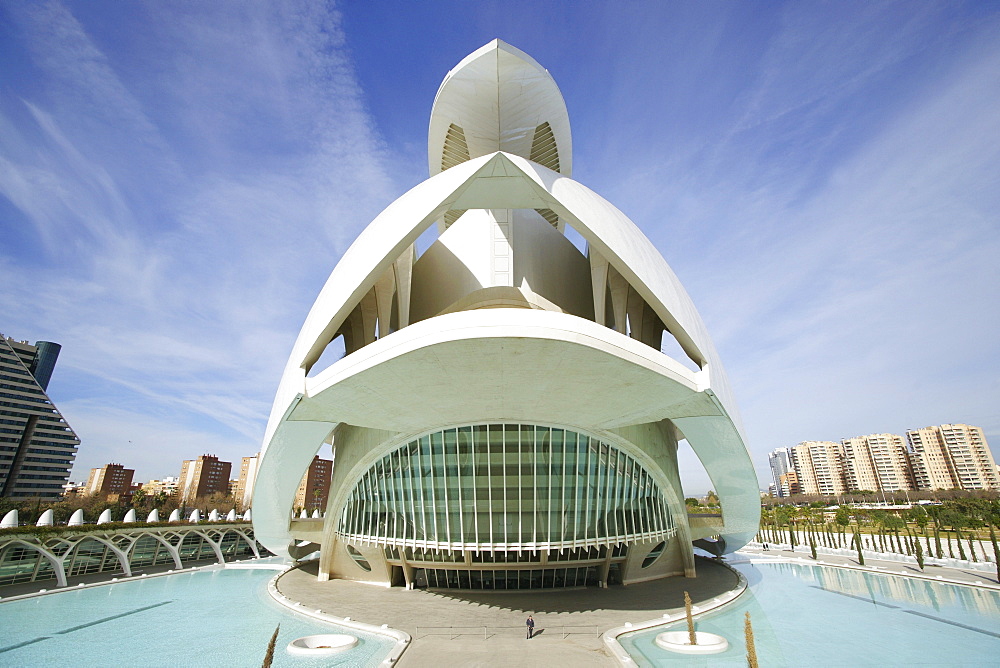 Opera at Ciudad de las Artes y las Ciencias, City of Arts and Sciences, designed by Santiago Calatrava, Valencia, Spain, Europe