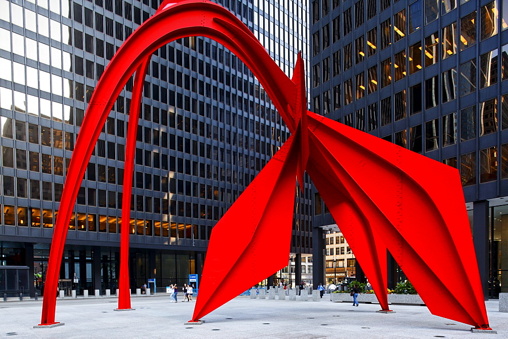 Alexander Calder sculpture The Flamingo, Federal Plaza Square, Chicago, Illinois, USA