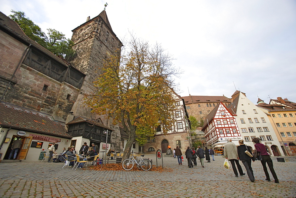 Tiergaertnertor and the Imperial castle, Nuremberg, Franconia, Bavaria, Germany