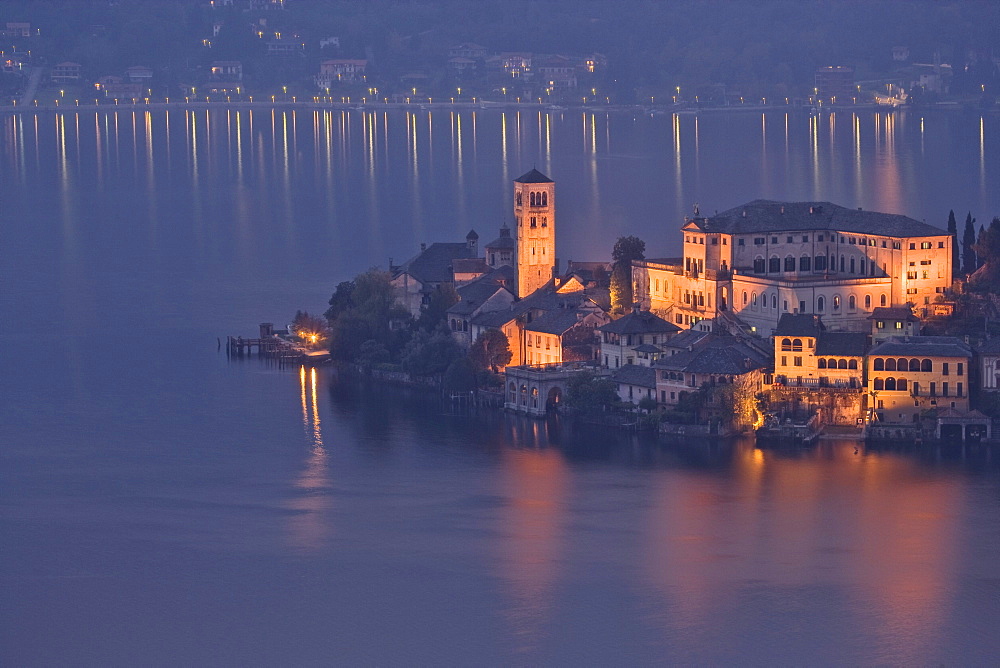 Isola San Giulio and Basilica di S.Giulio, Lake Orta, Piedmont, Italy