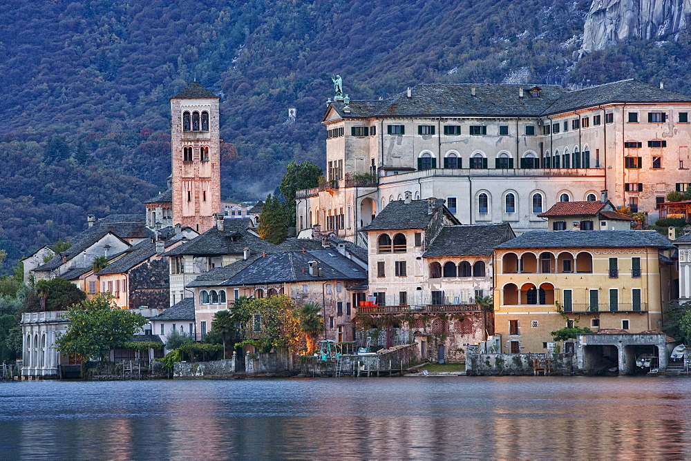 Isola San Giulio and Basilica di S.Giulio, Lake Orta, Piedmont, Italy