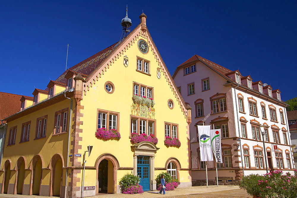 Town hall at the town of Hornberg, Southern Part of Black Forest, Black Forest, Baden-Wuerttemberg, Germany, Europe