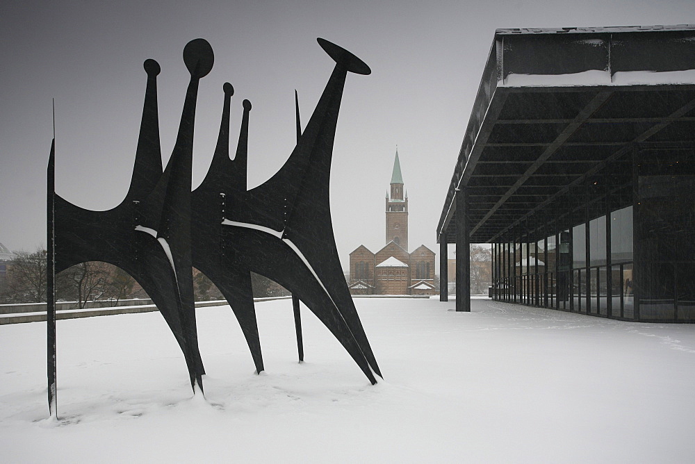 Tetes et Queue sculpture by Alexander Calder, St.-Matthaeus-Church, Neue Nationalgalerie by Mies van der Rohe, Kulturforum, Berlin, Germany