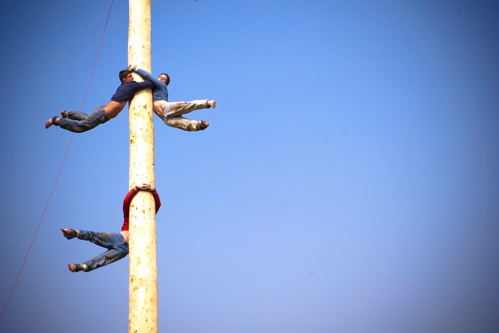 Maypole climbing, Zell an der Pram, Upper Austria, Austria