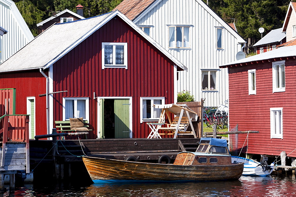 Houses of the village Ulvoen, Hoega Kusten, Vaesternorrland, Sweden, Europe