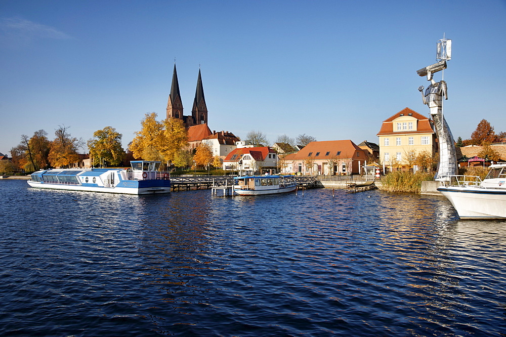 Lake Ruppin with St. Mary's Church, Ruppiner See, Neuruppin, Land Brandenburg, Germany