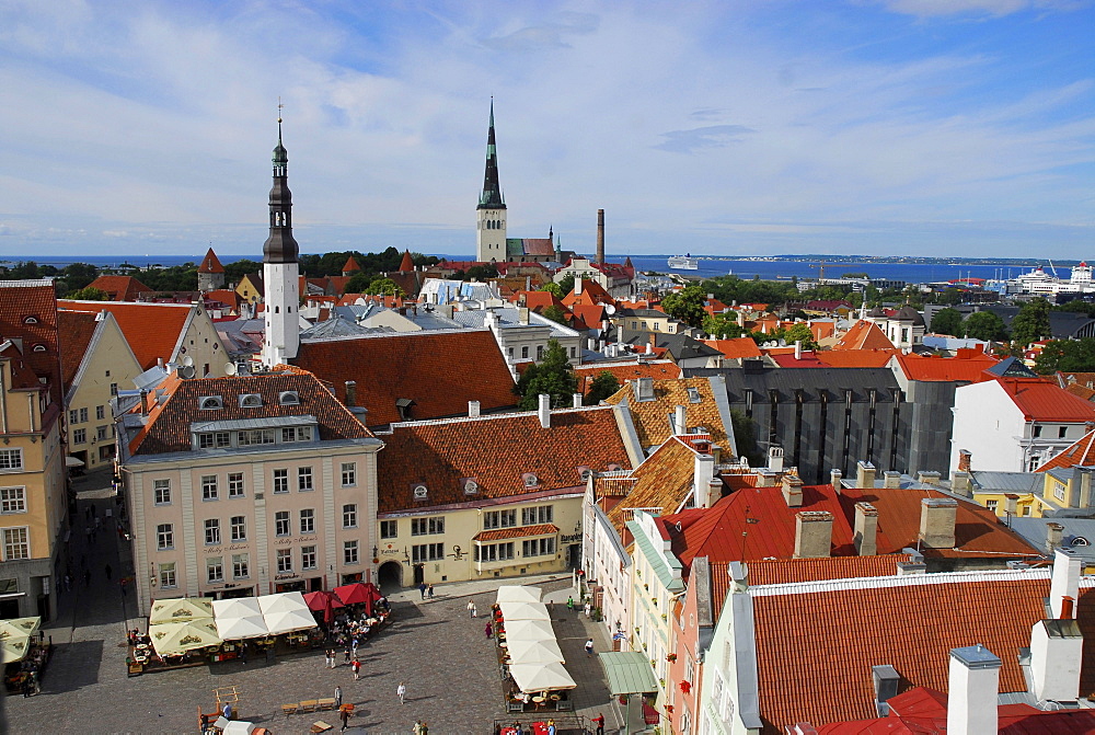 View over old town towards habour, Tallinn, Estonia, Europe