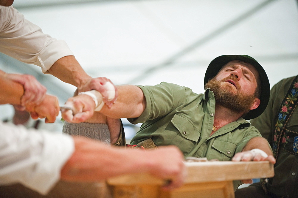 Competition, Alpine Finger Wrestling Championship, Antdorf, Upper Bavaria, Germany