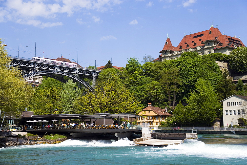 Restaurant on the river Aare, Schwellenmaetteli, Old City of Berne, Berne, Switzerland