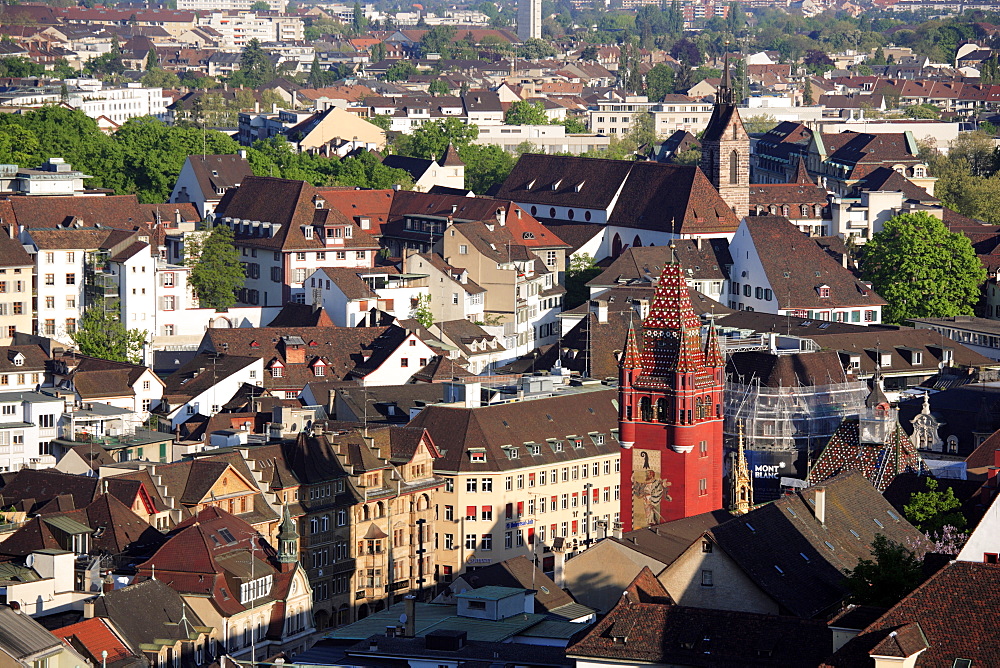 View of the city of Basel with Town Hall, Basel, Switzerland