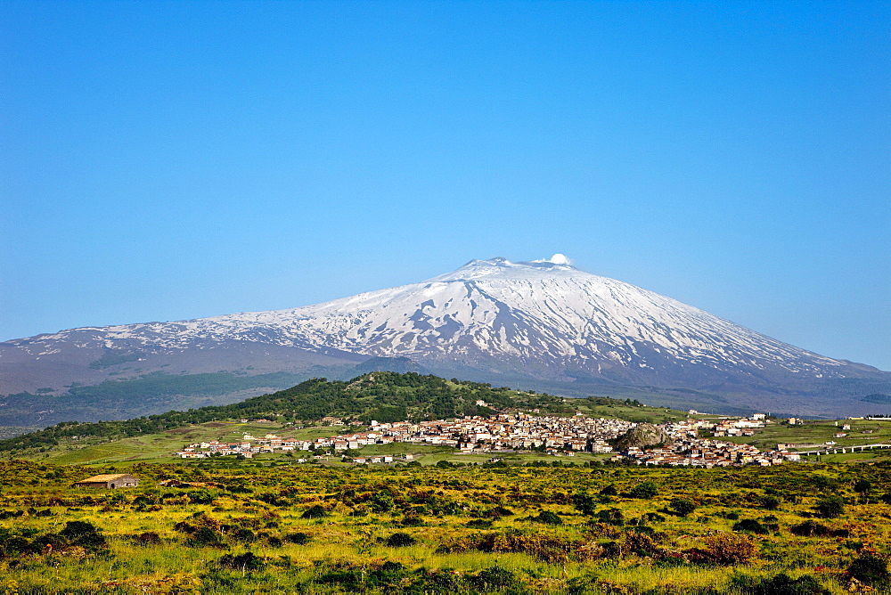 View of Maletto, Mount Etna, Sicily, Italy