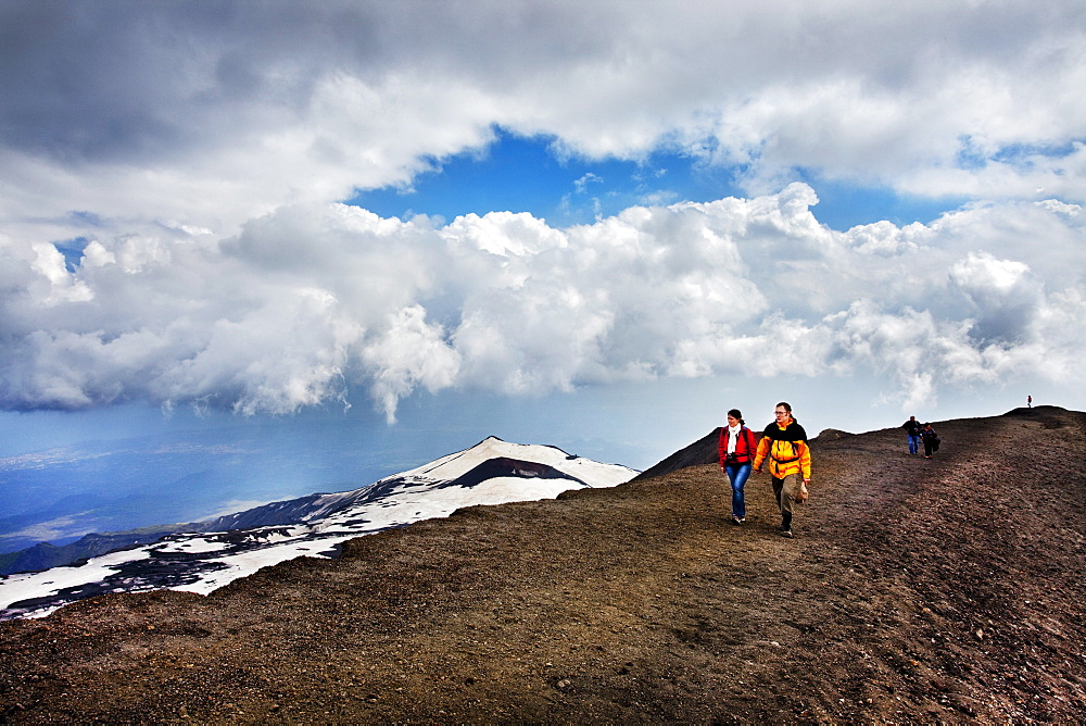 Hiker at Mount Etna, Sicily, Italy