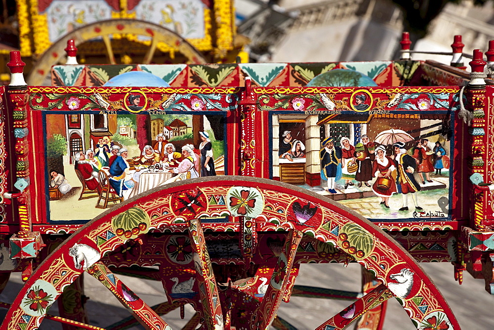 Traditioneal horse drawn cart, Taormina, Sicily, Italy