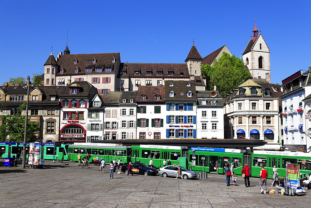 View of the town square, Barfuesserplatz, Basel, Switzerland