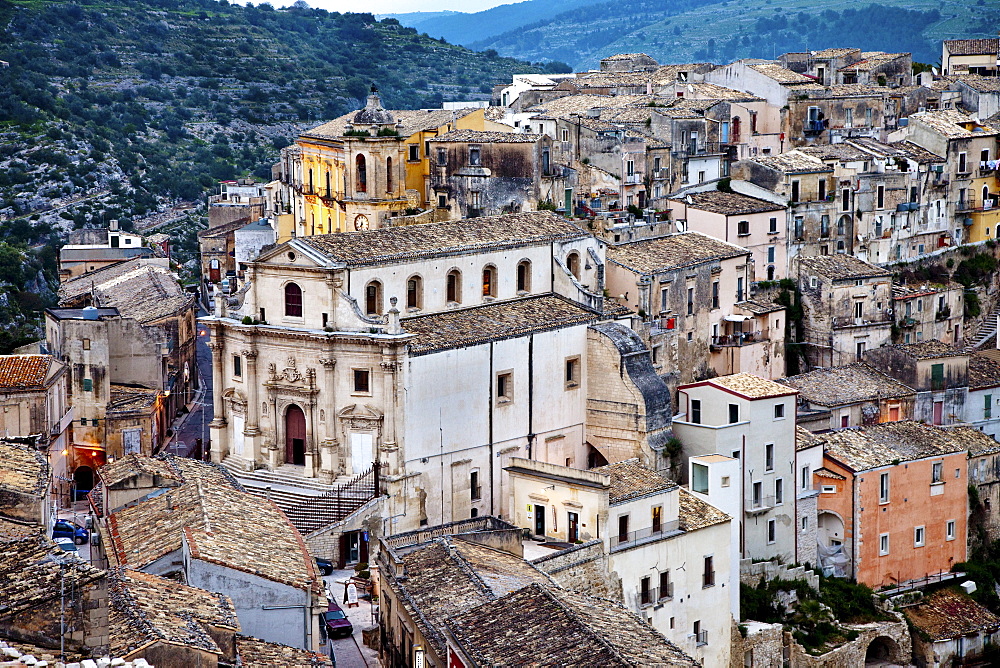 View from Santa Maria delle Scale towards Ragusa Ibla, Ragusa, Sicily, Italy