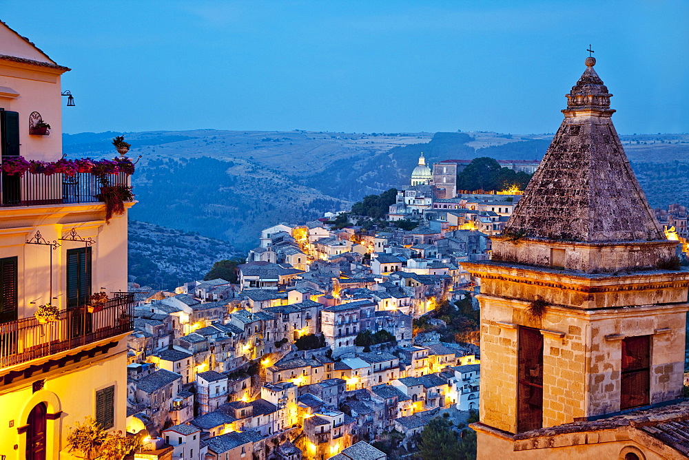 View from Santa Maria delle Scale towards Ragusa Ibla, Ragusa, Sicily, Italy