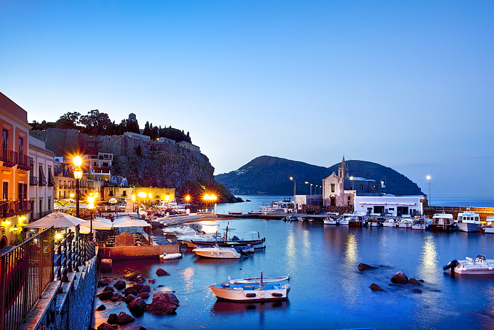 Harbour, Lipari city, Island of Lipari, Aeolian islands, Sicily, Italy