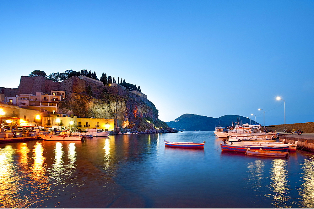 Harbour, Lipari city, Island of Lipari, Aeolian islands, Sicily, Italy