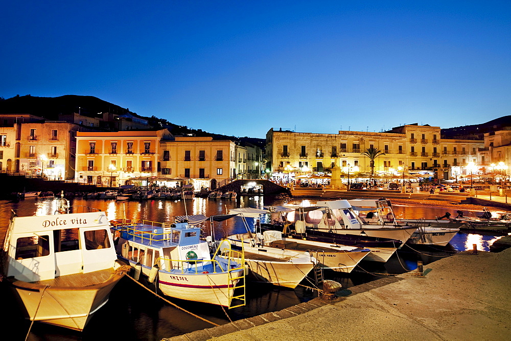 Harbour, Lipari city, Island of Lipari, Aeolian islands, Sicily, Italy