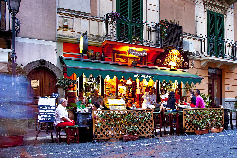 Bar at mainstreet, Lipari city, Island of Lipari, Aeolian islands, Sicily, Italy