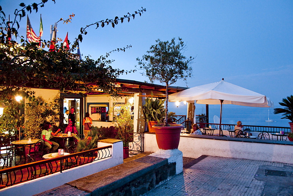 Bar, Piazza San Vincenzo, Stromboli volcanic Island, Aeolian islands, Sicily, Italy