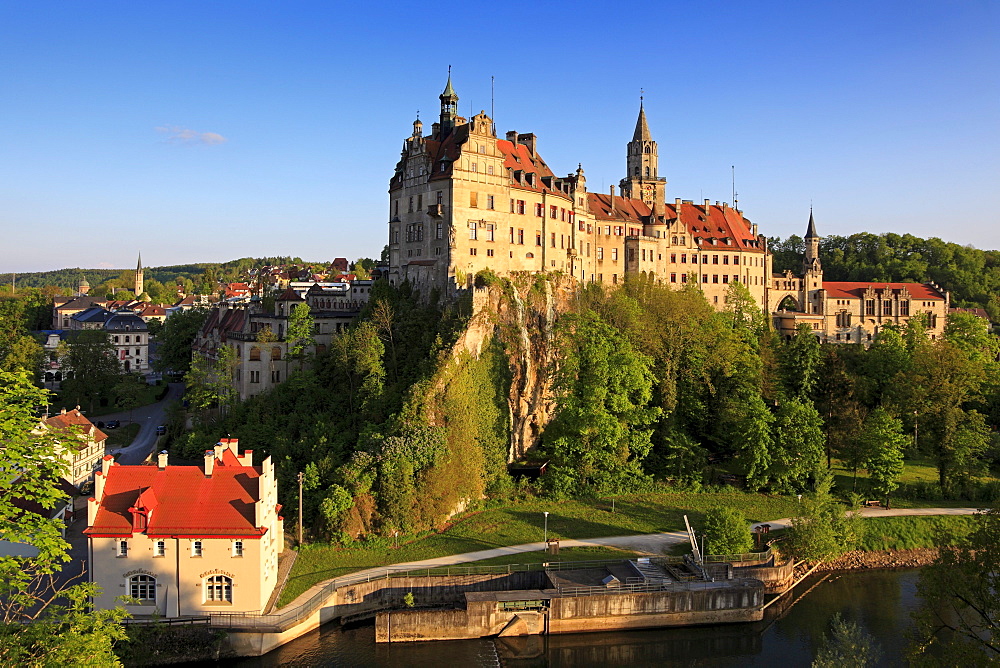 Sigmaringen castle, Upper Danube nature park, Danube river, Baden-Wuerttemberg, Germany