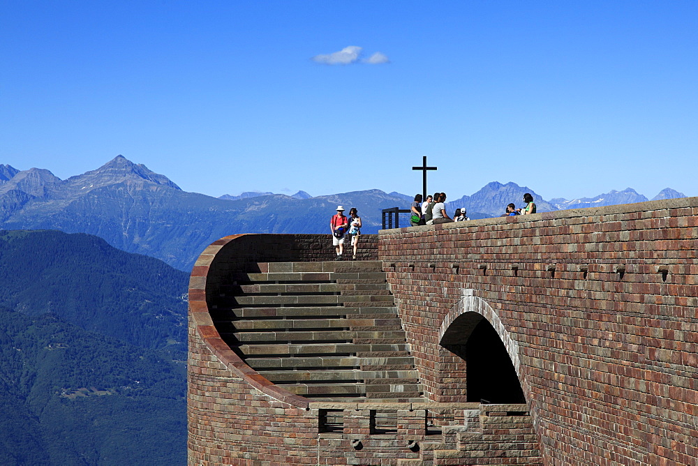 Chapel Santa Maria degli Angeli, (Architect: Mario Botta), Alpe Foppa, mountain hike to Monte Tamaro, Ticino, Switzerland