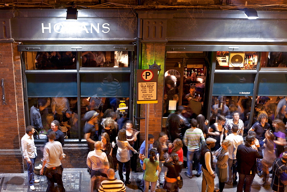 Passers-by and visitors in front of the Hogans Bar, South Great Georges Street, Dublin, County Dublin, Ireland