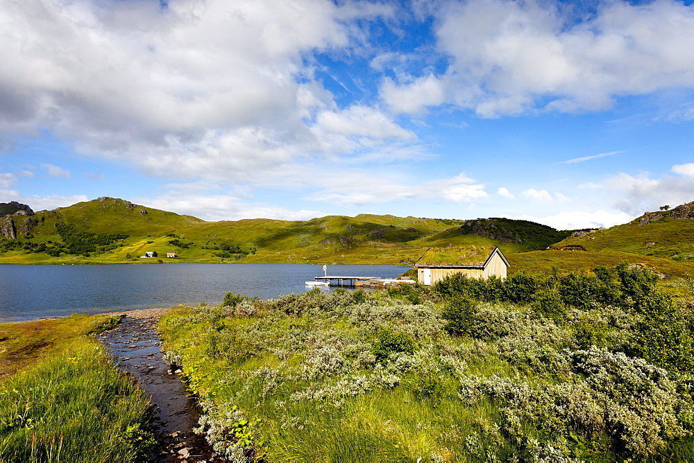 House at Lake, Vestvagoya island, Lofoten Islands, North Norway, Norway