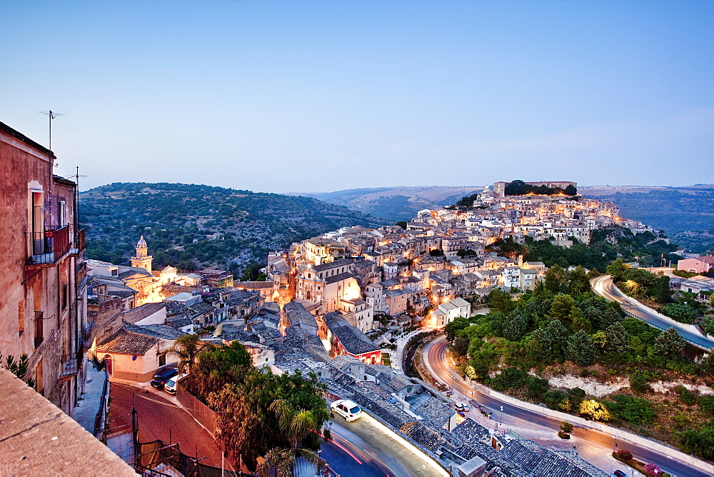 View from Santa Maria delle Scale towards Ragusa Ibla, Ragusa, Sicily, Italy