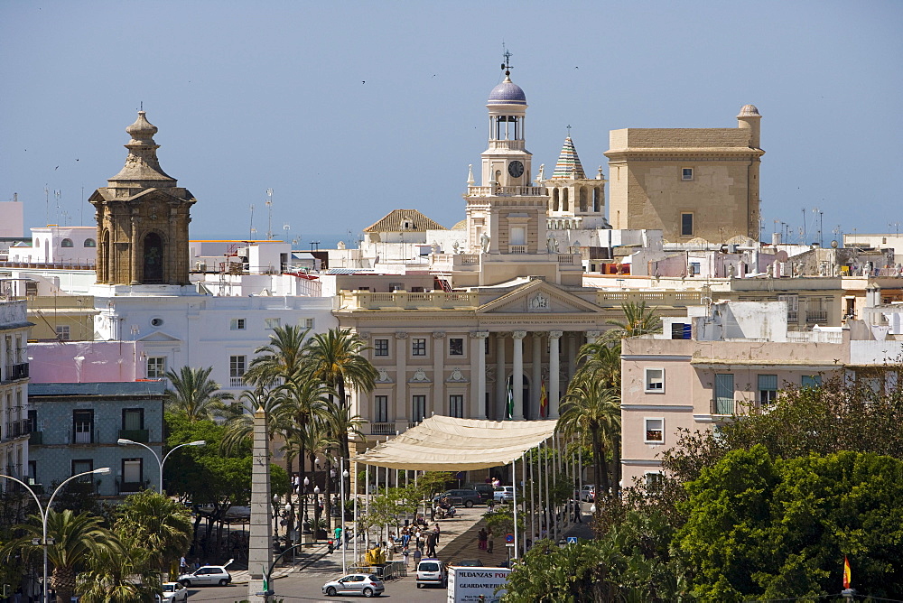 Ayuntamiento city hall in Plaza San Juan de Dios, Cadiz, Andalucia, Spain, Europe