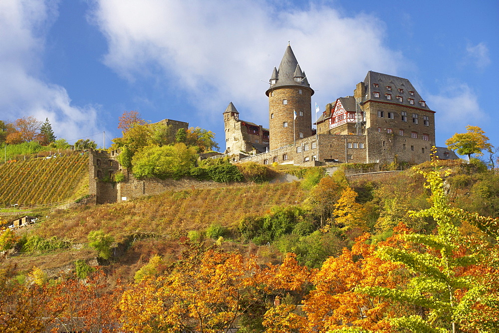 Stahleck castle at Bacharach, River Rhine, Cultural Heritage of the World: Oberes Mittelrheintal (since 2002), Mittelrhein, Rhineland-Palatinate, Germany, Europe