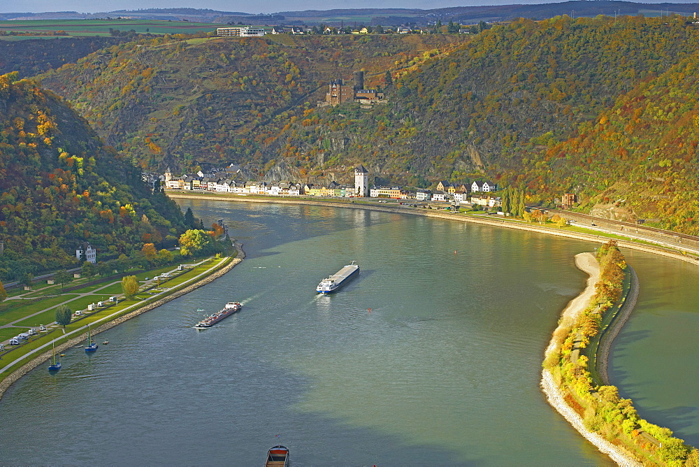 St.Goarshausen and Katz castle, Cultural Heritage of the World: Oberes Mittelrheintal (since 2002), Mittelrhein, Rhineland-Palatinate, Germany, Europe