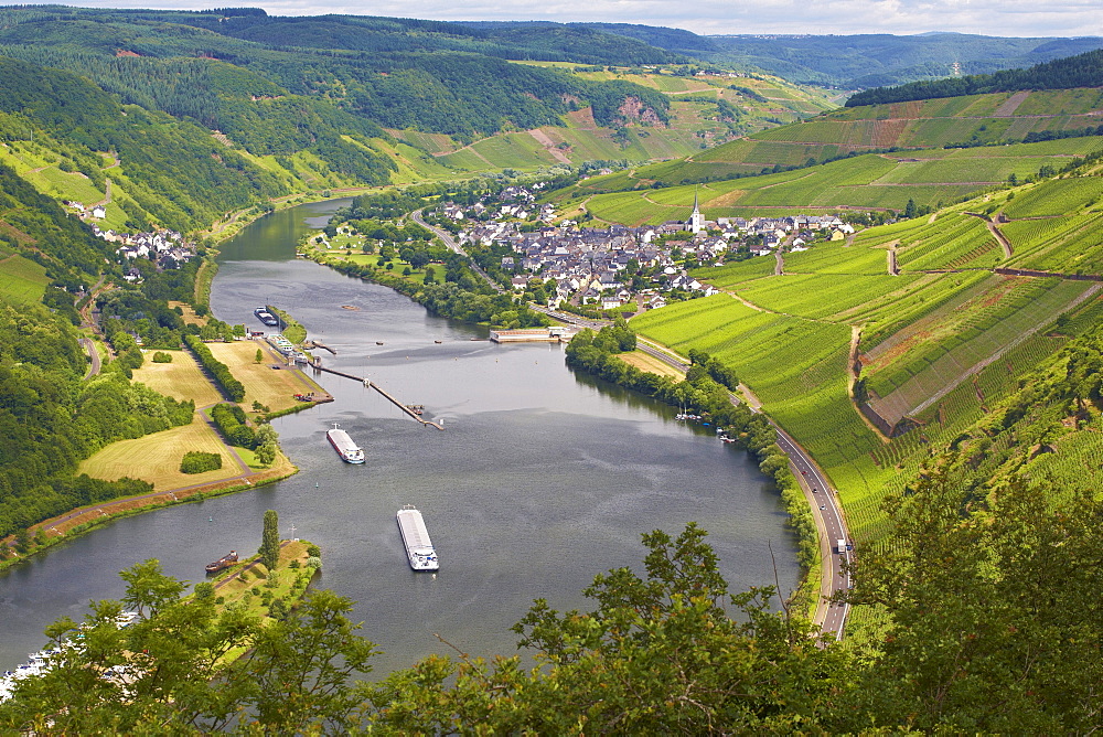 Lock at Enkirch, Mosel, Wine-growing area, Rhineland-Palatinate, Germany, Europe