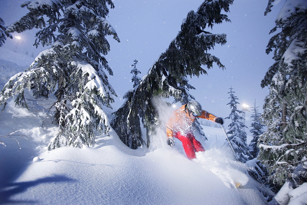 Downhill skiing, Grouse Mountain, British Columbia, Canada