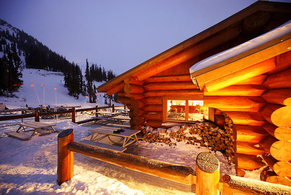 Mountain lodge Crystal Hut, Blackcomb Mountain, Whistler, British Columbia, Canada