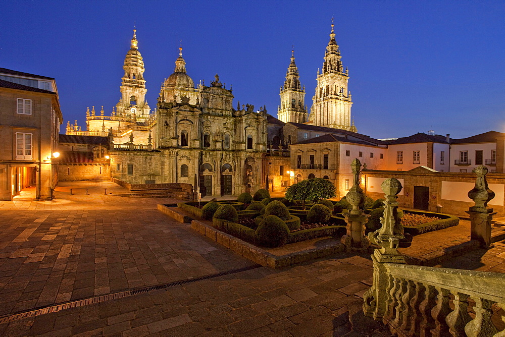 Plaza Immaculada, cathedral of Santiago de Compostela, Camino Frances, Way of St. James, Camino de Santiago, pilgrims way, UNESCO World Heritage Site, European Cultural Route, province of La Coruna, Galicia, Northern Spain, Spain, Europe