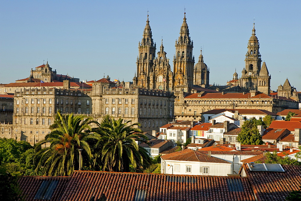 Cathedral of Santiago de Compostela, Camino Frances, Way of St. James, Camino de Santiago, pilgrims way, UNESCO World Heritage Site, European Cultural Route, province of La Coruna, Galicia, Northern Spain, Spain, Europe