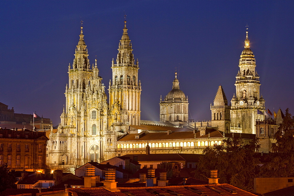 Cathedral of Santiago de Compostela, Camino Frances, Way of St. James, Camino de Santiago, pilgrims way, UNESCO World Heritage Site, European Cultural Route, province of La Coruna, Galicia, Northern Spain, Spain, Europe