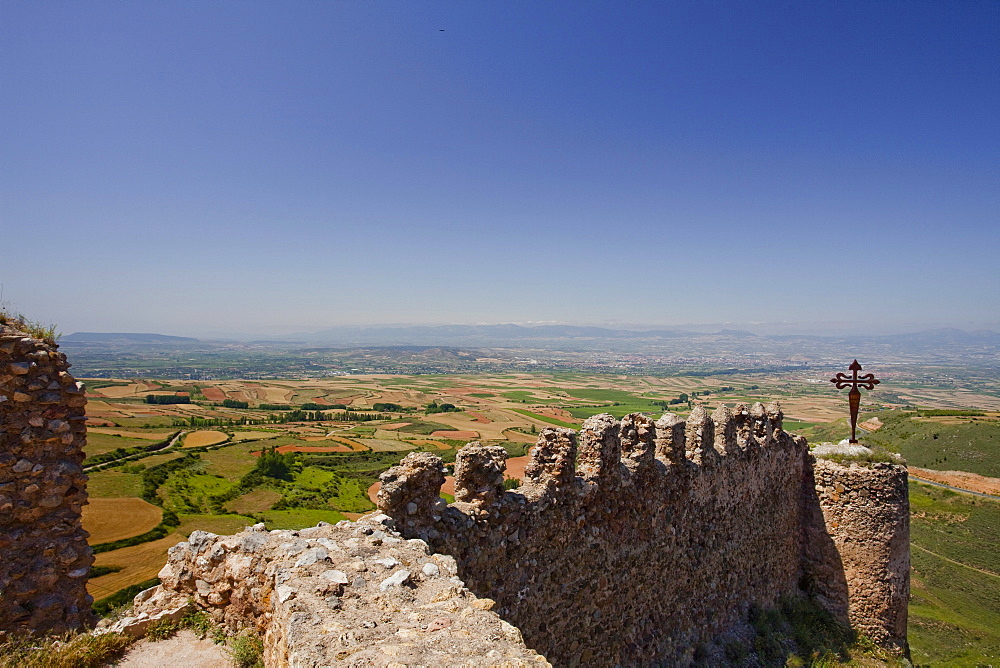 Castillo de Clavijo, view from the castle near Logrono, Camino Frances, Way of St. James, Camino de Santiago, pilgrims way, UNESCO World Heritage, European Cultural Route, La Riojo, Northern Spain, Spain, Europe