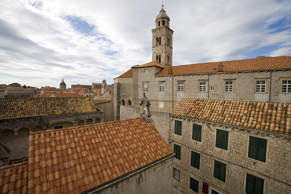 Old Town buildings and rooftops seen from city wall, Dubrovnik, Dubrovnik-Neretva, Croatia