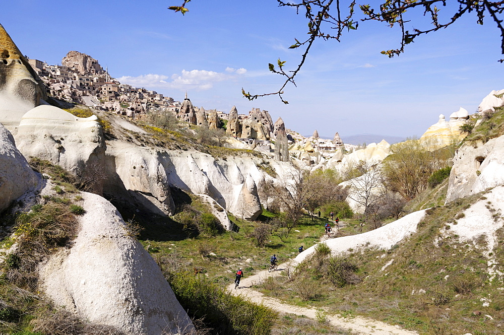 Mountainbiker in the Rose-Valley, Uchisar, Goereme, Cappadocia, Turkey