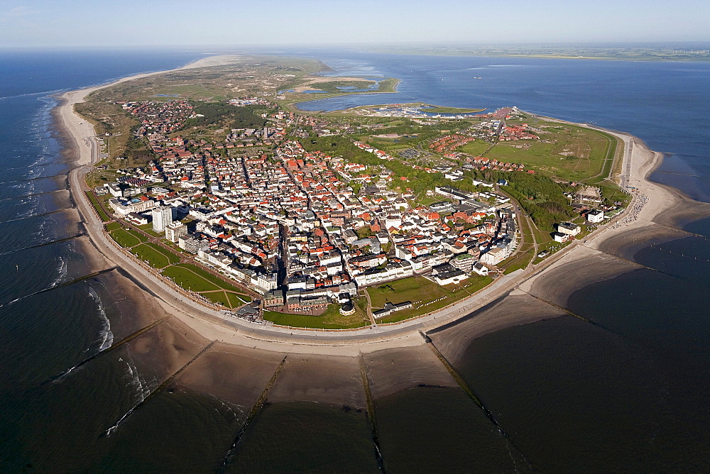 Aerial of the East Frisian island Nordeney, Lower Saxony, Germany